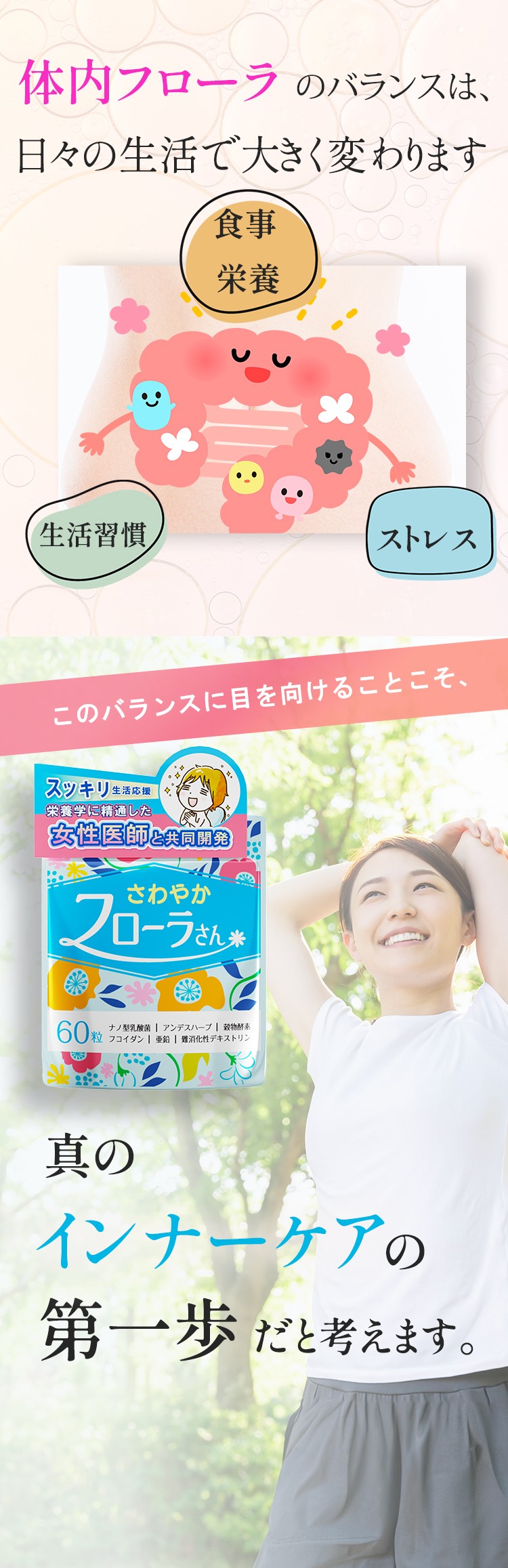 体内フローラのバランスは日々の生活で大きく変わります